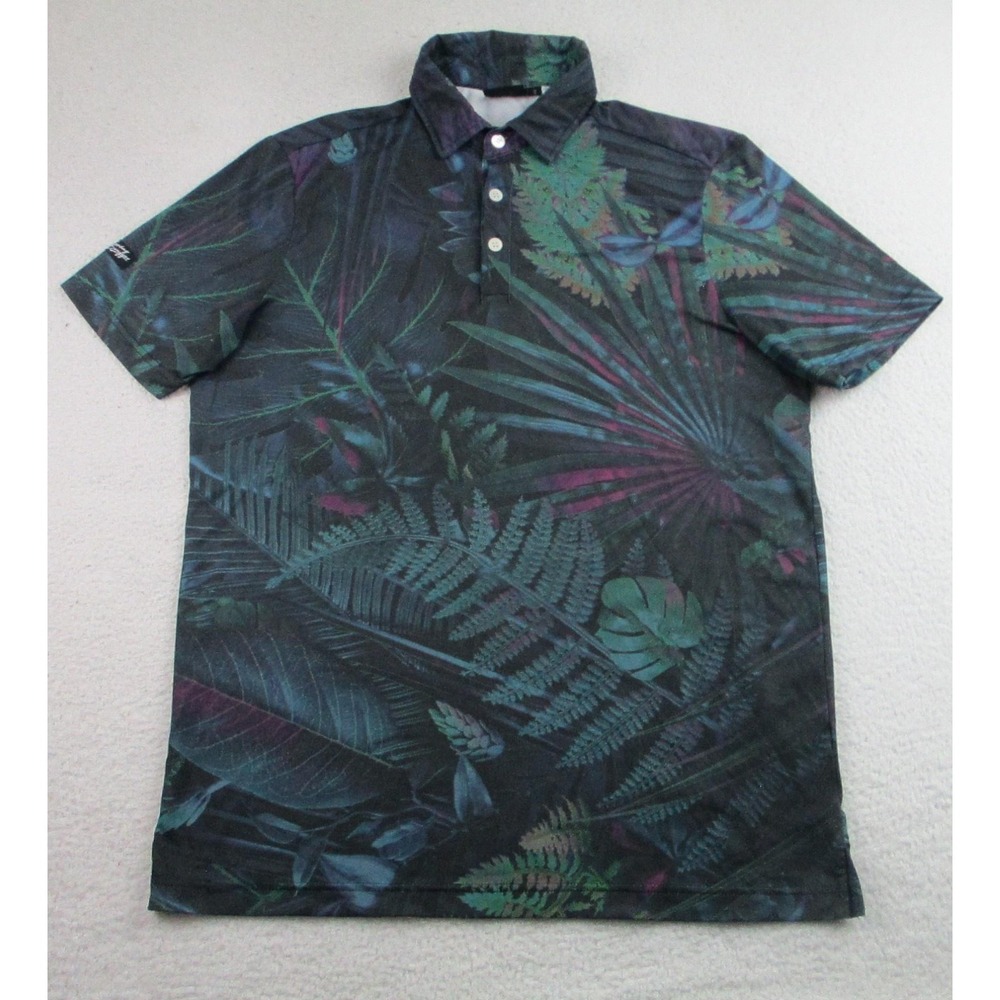 Sunday Swagger Polo Shirt Mens‎ Small Tropical Leaf Golf Performance Stretch